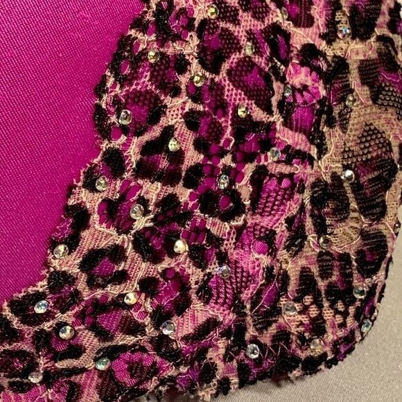 PURPLE with ANIMAL PRINT & RHINESTONE STRAPS 34C - Picture 2 of 4